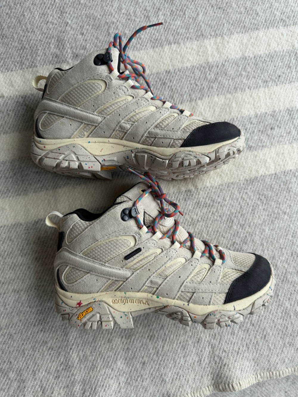 Merrell Beige Hiking Boots with Colorful Laces